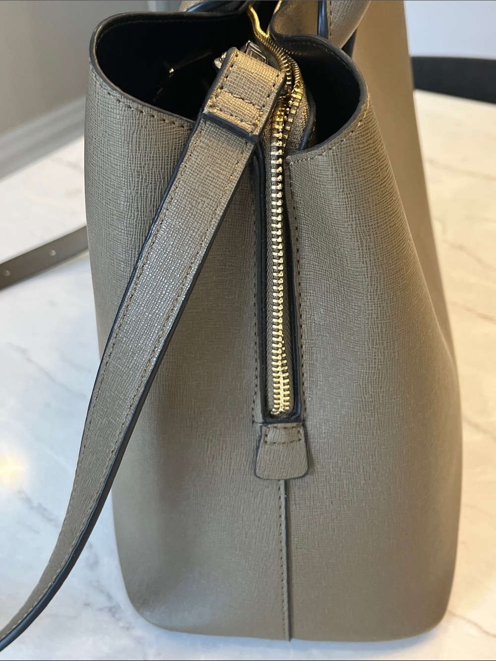 Dune London Olive Green Saffiano Satchel with Detachable Strap - Picture 6 of 11